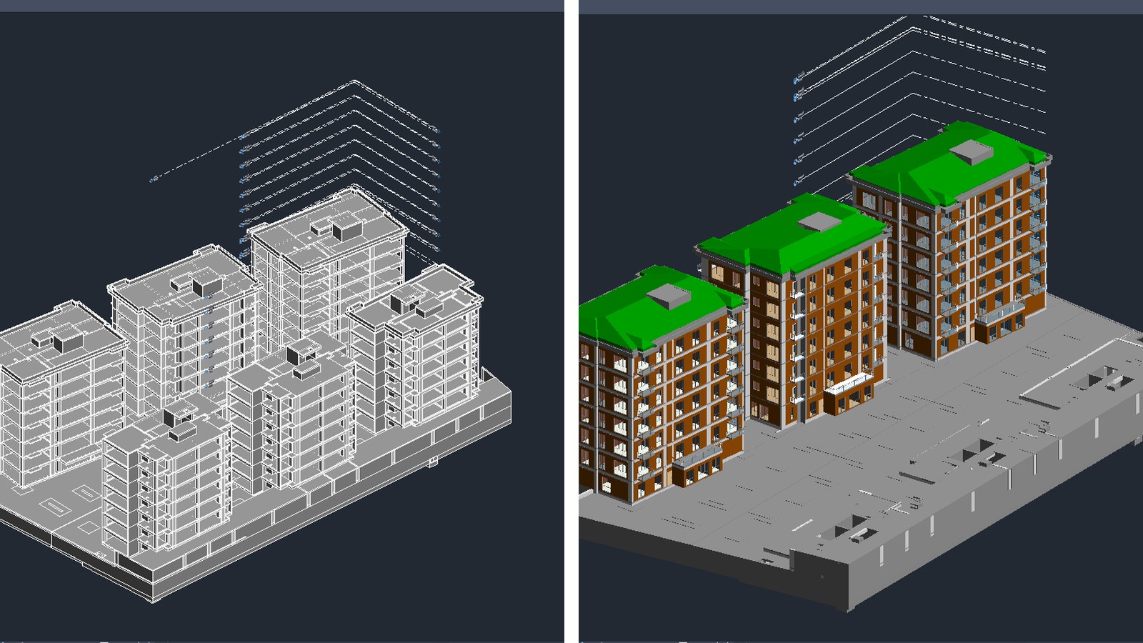 6 blok 157 daire Revit mimari ve statik modelleme çalışmaları